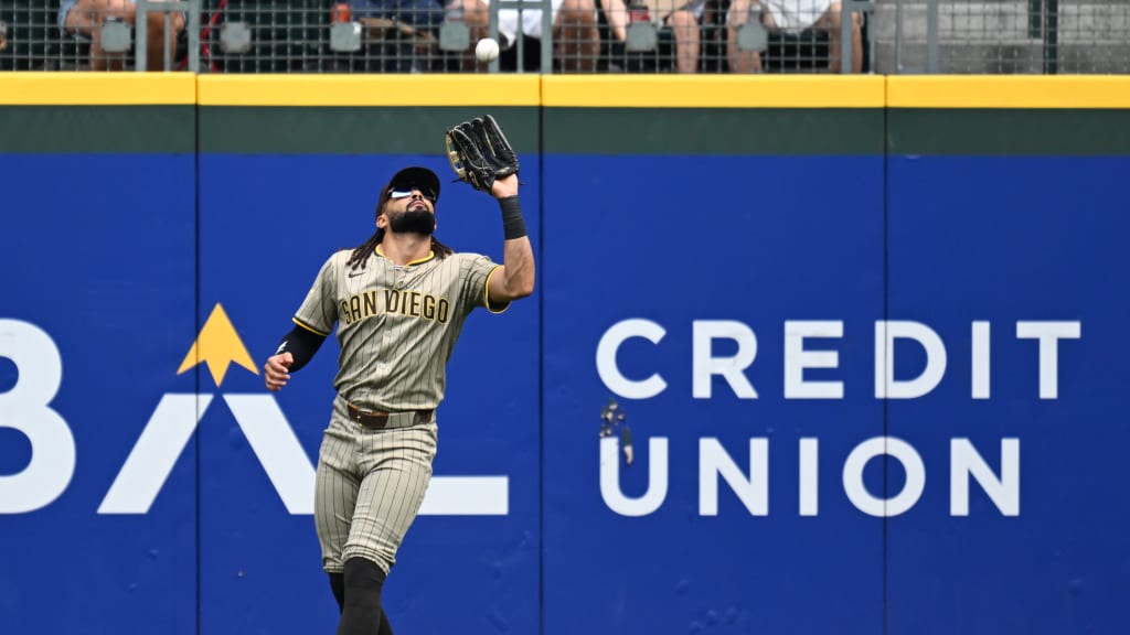 A San Diego Padres star in the team's navy and gold